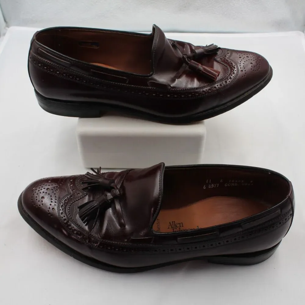 Allen Edmonds Manchester Sz 11M Men Wingtip Tassel Loafers Burgundy Leather